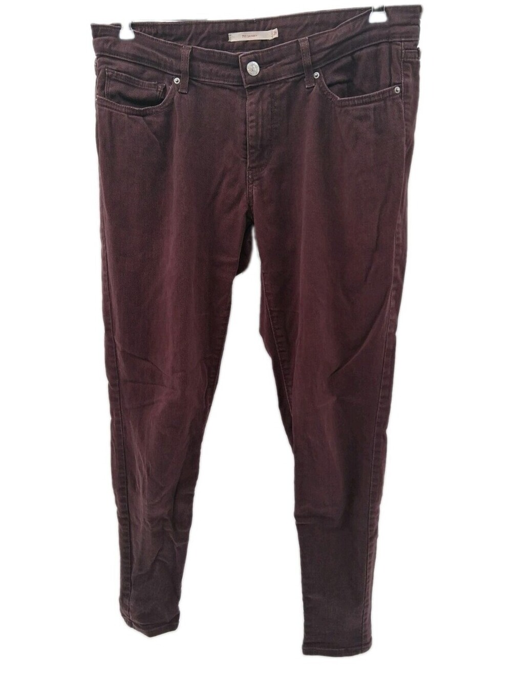 Levis 711 Jeans Womens 28 Maroon Denim Mid Rise Skinny Pants Cowgirl Stretch